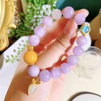 Gelang kristal spodumen ungu